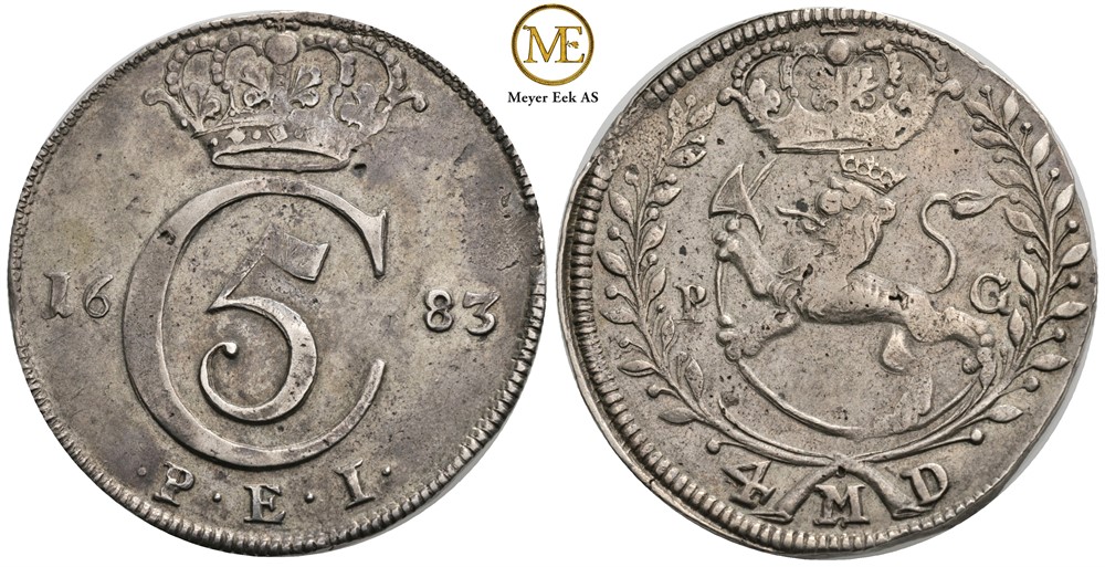 4 mark 1683 Christian V. Kv.1+