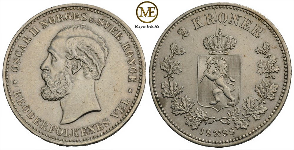 2 kroner 1888 Oscar II. Kv.01