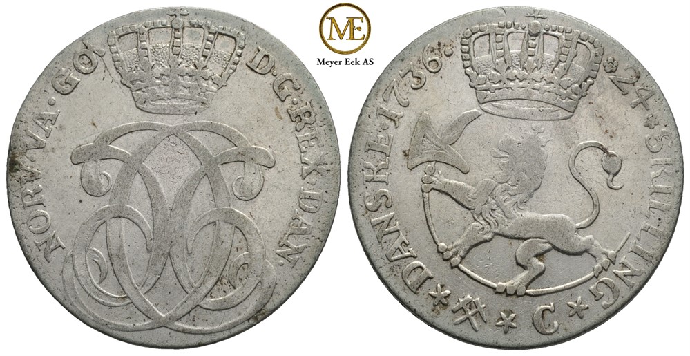 24 skilling 1736 Christian VI. Kv.1