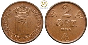 2 øre 1946 Haakon VII. Kv.0