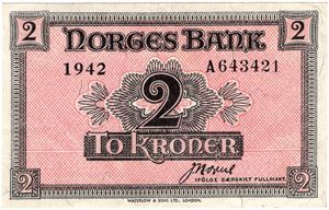 2 kroner 1942 A.643421. Kv.1+