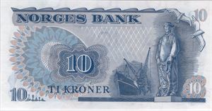 10 kroner 1974 QT erstatningsseddel. Kv.0