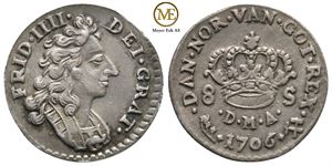 8 skilling 1706 Frederik IV. Kv.01