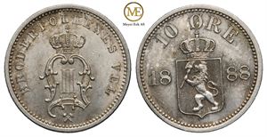 10 øre 1888 Oscar II. Kv.0