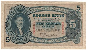 5 kroner 1927 K.3282256. Kv.01