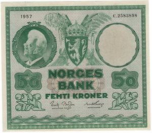 50 kroner 1957 C.2583898. Kv.01