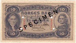 10 kroner 1944 F.4403246. Specimen. Kv.0