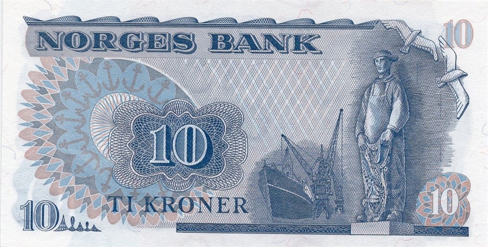 10 kroner 1973 QN erstatningsseddel. Kv.0