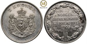 2 kroner 1907 Jub. Haakon VII. Kv.01