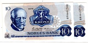 10 kroner 1976 QF og QK erstatning Kv.0/01