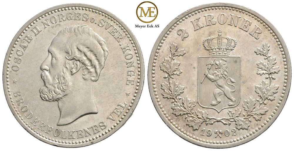 2 kroner 1902 Oscar II. Kv.0/01