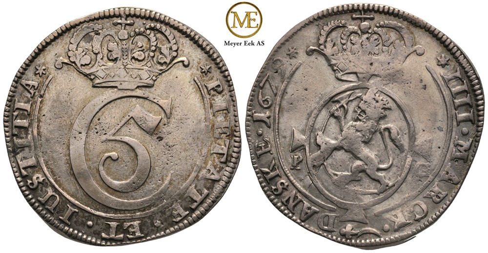 4 mark 1679 Christian V. Kv.1+