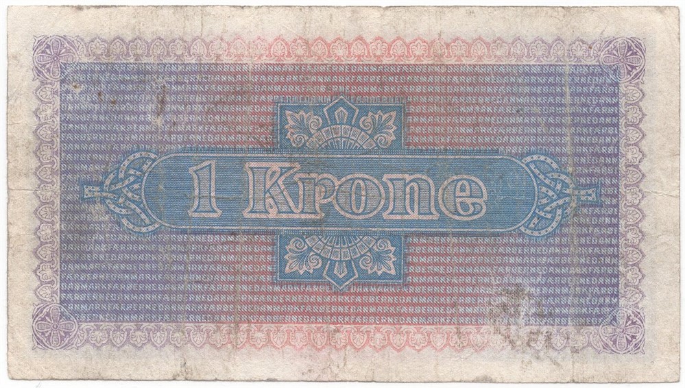 1 krone 1940 Færøyene. Nr.473289 A. Kv.1