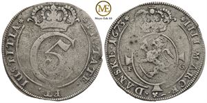 4 mark 1673 Christian V. Kv.1