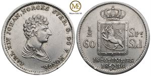 1/2 speciedaler 1836 Carl XIV Johan. Kv.01