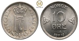 10 øre 1919 Haakon VII. Kv.0