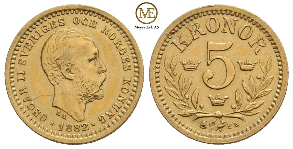 5 kronor 1882 Oscar II. Kv.01