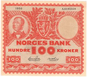 100 kroner 1950 A.6195558. Kv.01