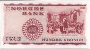 100 kroner 1962 Z.0066977 etstatningsseddel. Kv.0
