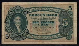 5 krone 1937 P kv. 1