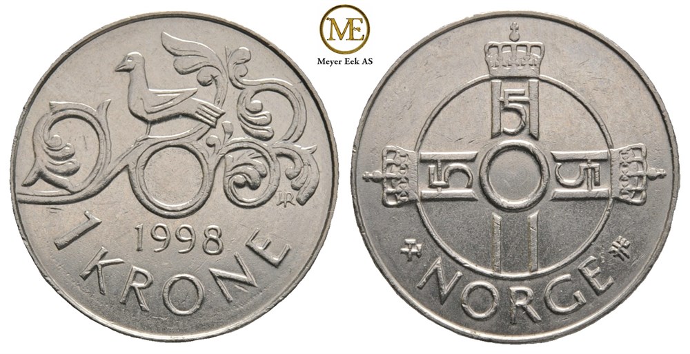 1 krone 1998. Feilpreg