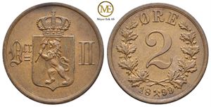 2 øre 1899 Oscar II. Kv.0/01