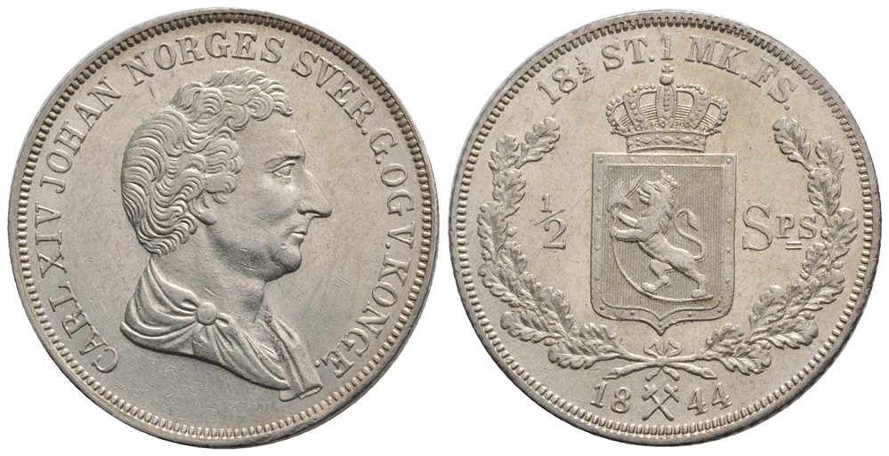 1/2 speciedaler 1844 Carl XIV Johan. Kv.01