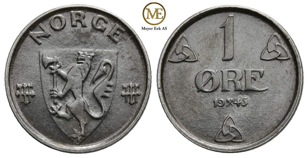 1 øre 1945 Haakon VII. Prakt eksemplar