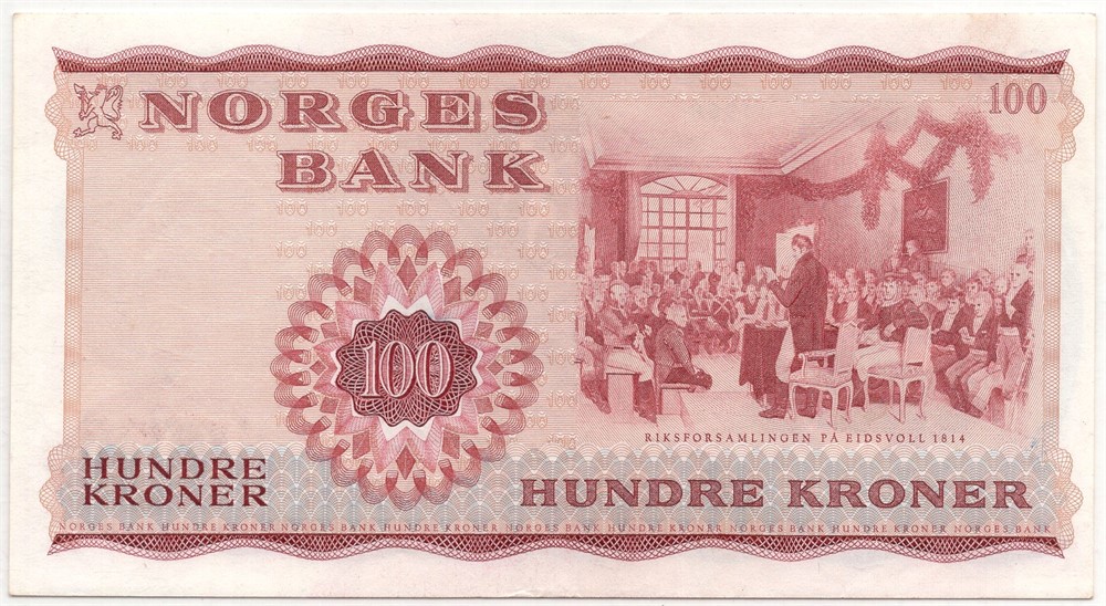 100 kroner 1968 X.3521179 erstatningsseddel. Kv.0/01