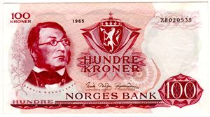 100 kroner 1965 Z 8-million erstatning Kv.1/1+