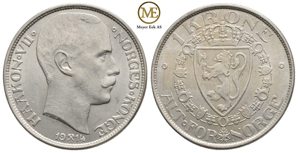 1 krone 1914 Haakon VII. Kv.01