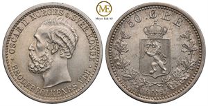 50 øre 1891 Oscar II. Kv.0