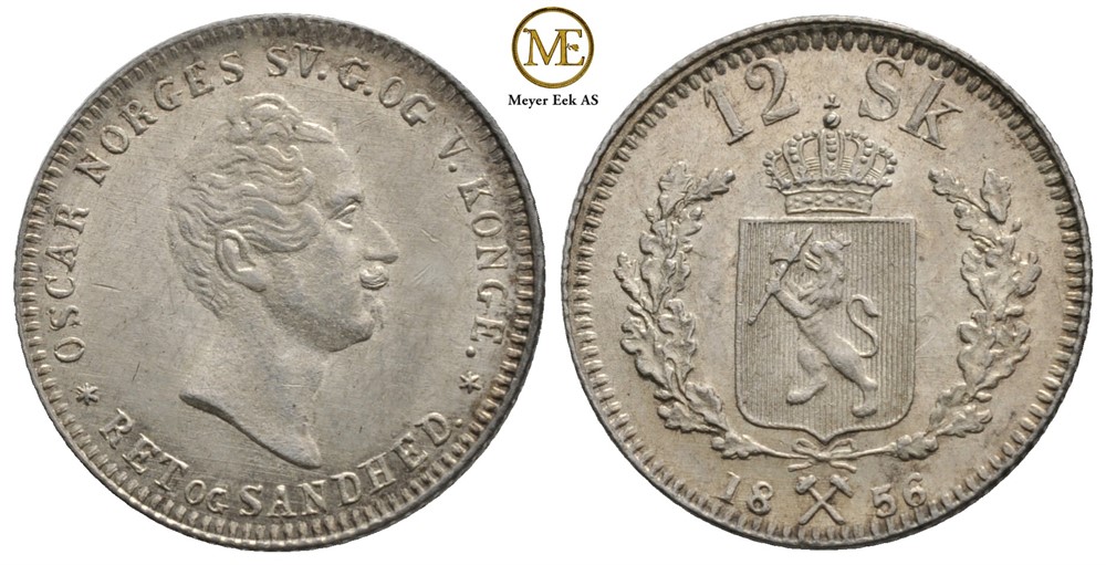 12 skilling 1856 Oscar I. Kv.0/01