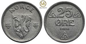 25 øre 1945 zink Haakon VII. Kv.0