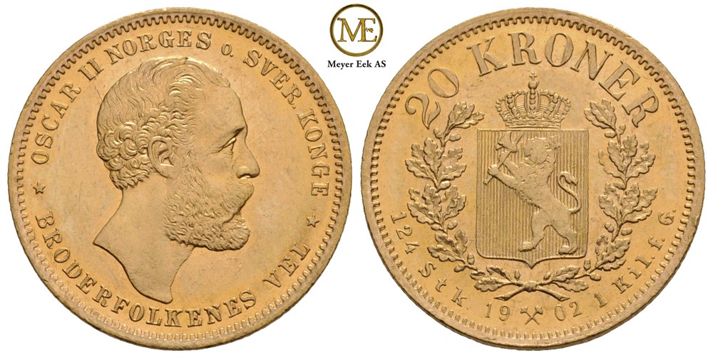 20 kroner 1902 Oscar II. Kv.0/01