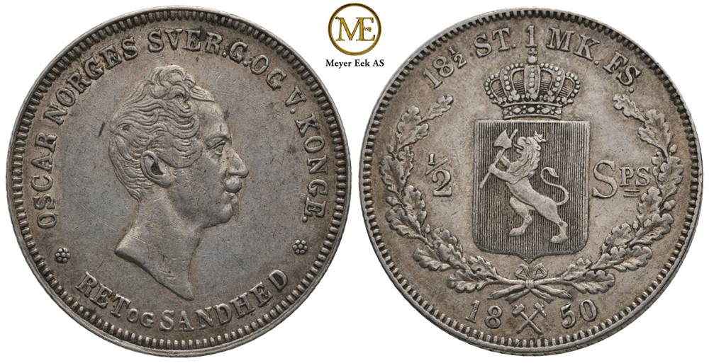 1/2 speciedaler 1850 Oscar I. Kv.1+
