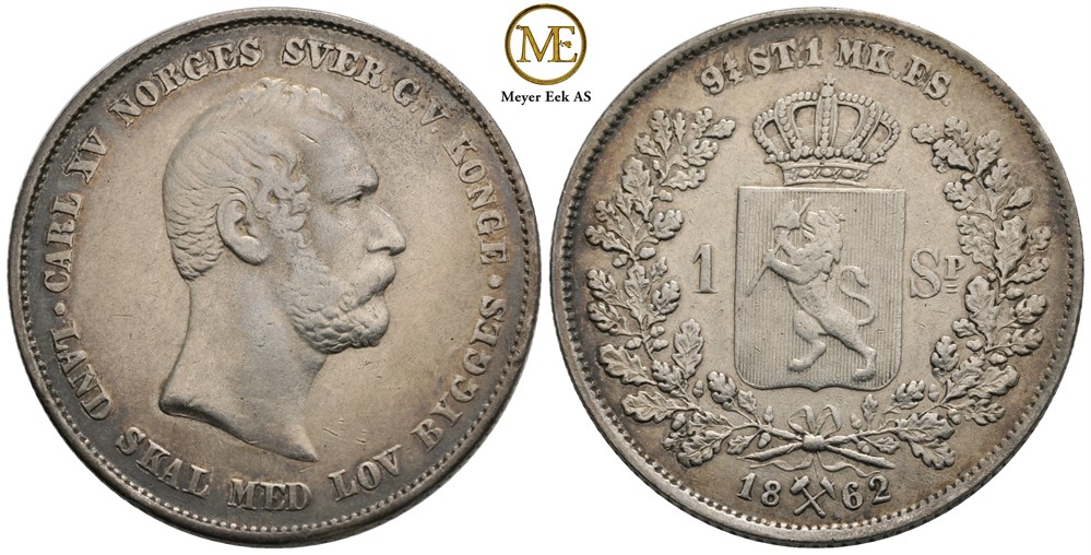 Speciedaler 1862 Carl XV. NM.2. Kv.1+