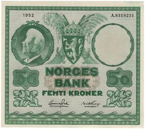 50 kroner 1952 A.8318231. Kv.01