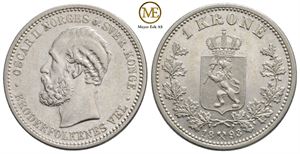 1 krone 1893 Oscar II. Kv.0/01