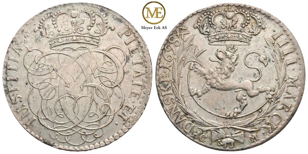 4 mark 1698 Christian V. Kv.01