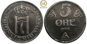 5 øre 1918 Haakon VII. Kv.0/01