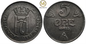 5 øre 1920 Haakon VII. Kv.0/01