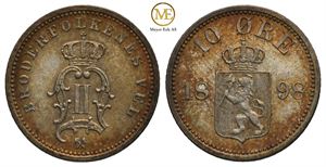 10 øre 1898 Oscar II. Kv.0