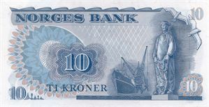 10 kroner 1975 QR erstatningsseddel. Kv.0