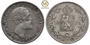 12 skilling 1873 Oscar II. Kv.1+