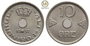 10 øre 1937 Haakon VII. Kv.0