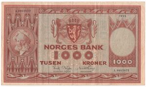 1000 kroner 1955 A.0982822. Kv.1