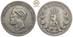 2 kroner 1885 Oscar II. Kv.1