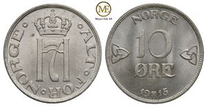 10 øre 1915 Haakon VII. Kv.0