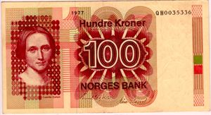 100 kroner 1977 QH erstatning Kv.1+